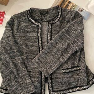 Talbots Women's Black and Gray Textured Blazer